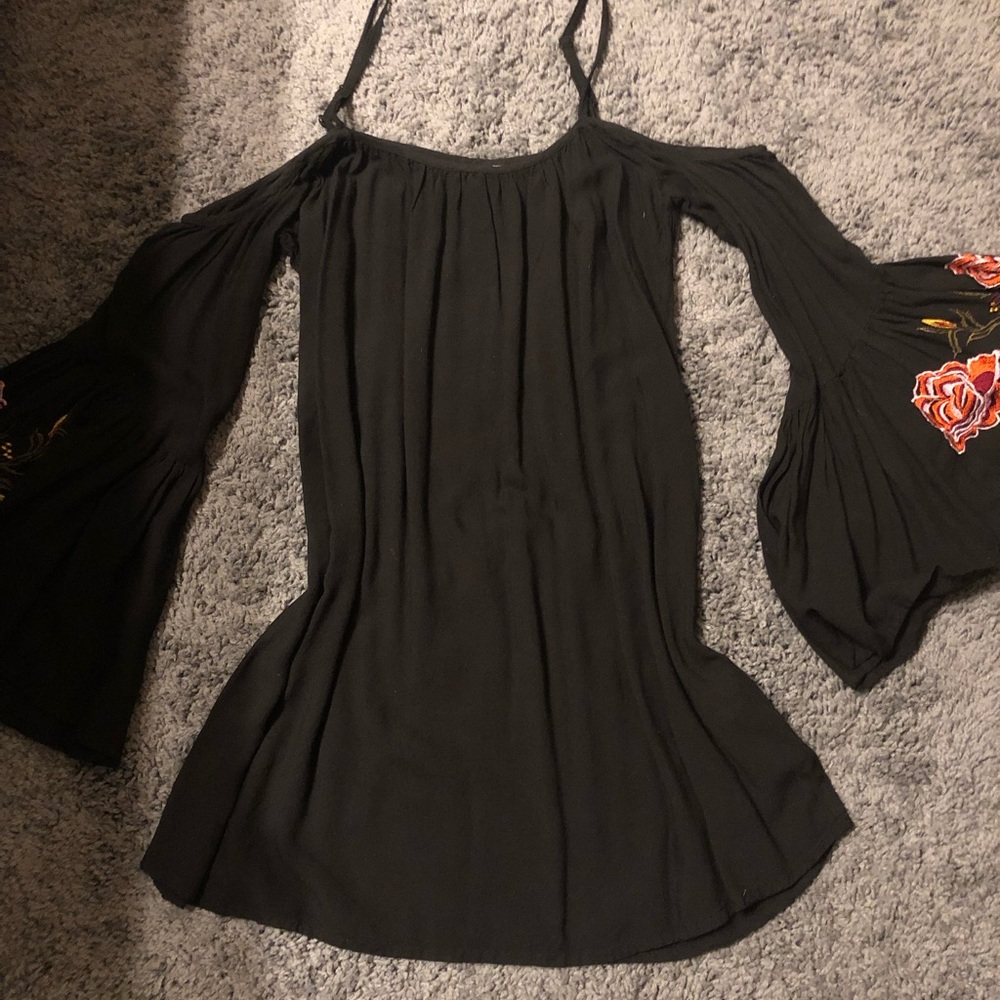 Black cold shoulder dress